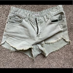 Free People Light Green Denim Shorts
